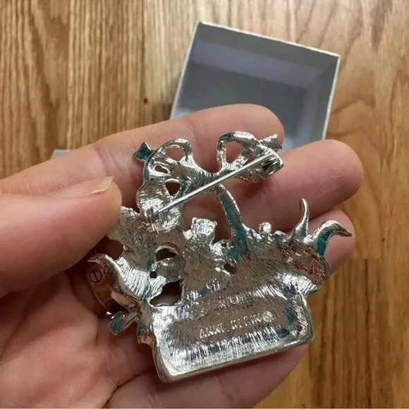 Anne Klein Silver-Tone Multi-Stone Flower Basket Pin - Picture 3 of 3